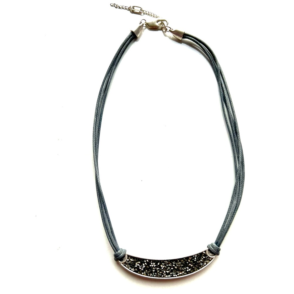 KC Designs Druzy Crystal Bar Necklace Silver